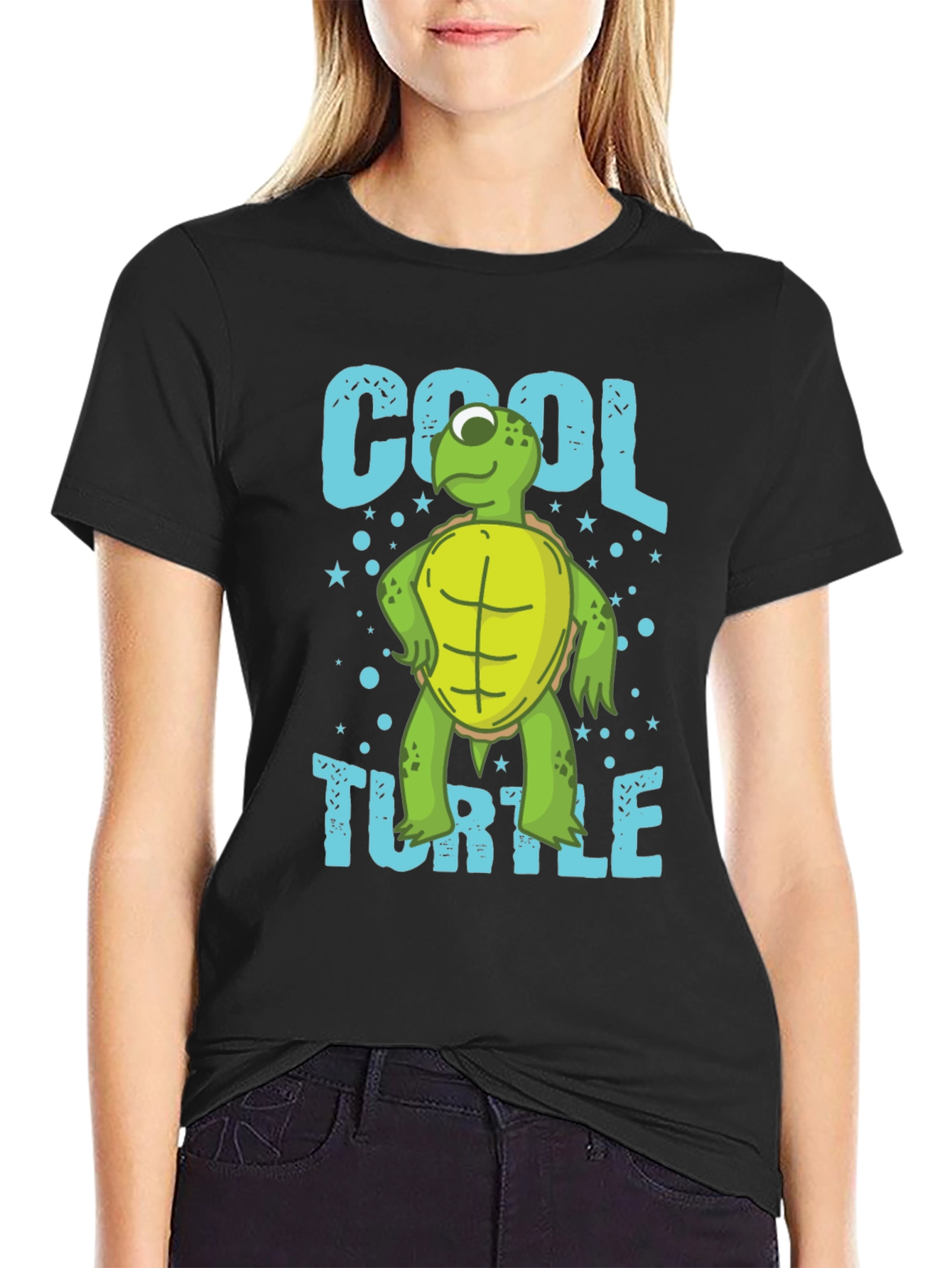 Cool Turtle Graphic T-Shirt Mens Crew Neck