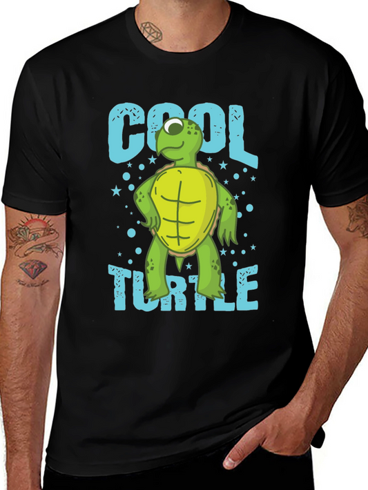 Cool Turtle Graphic T-Shirt Mens Crew Neck