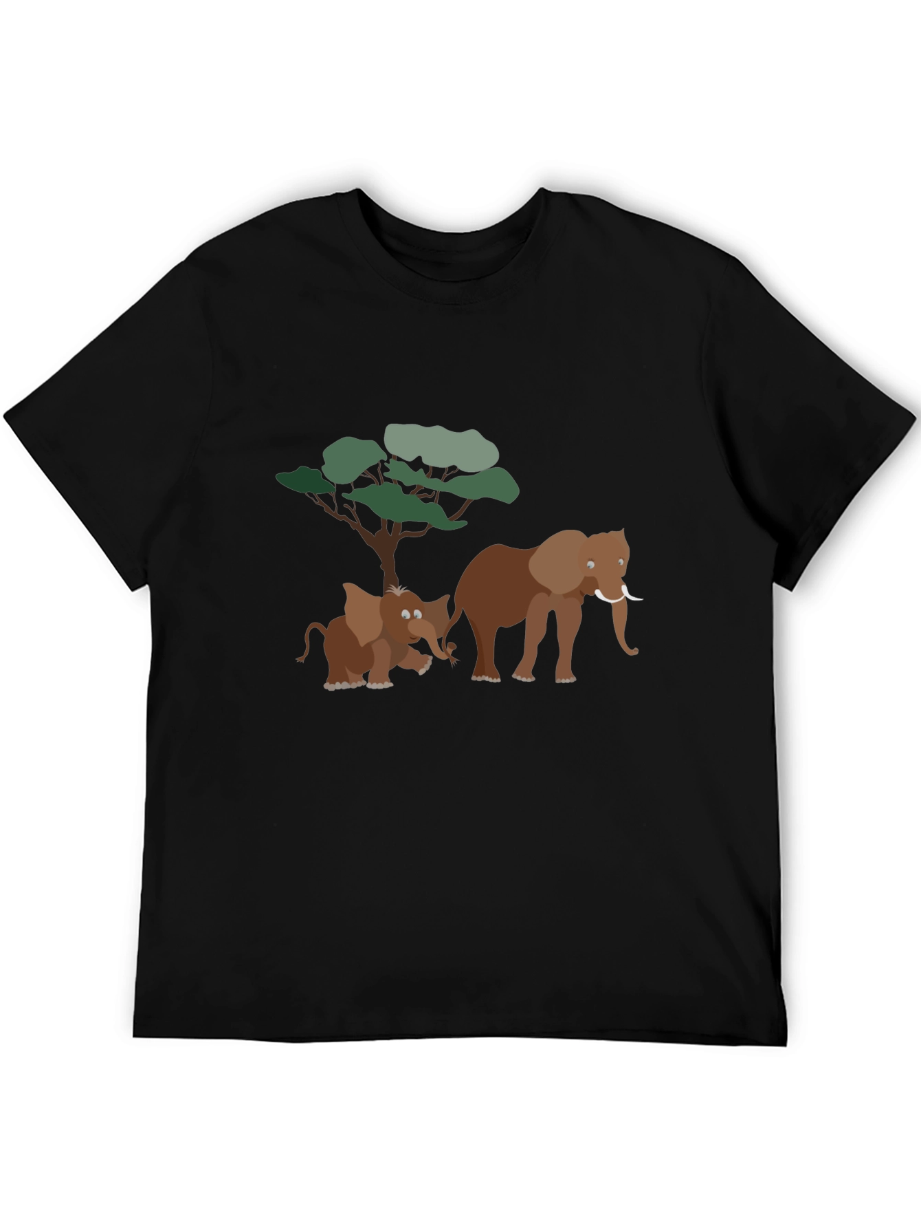 Elephant Family Graphic Tee - Soft Black Cotton T-Shirt