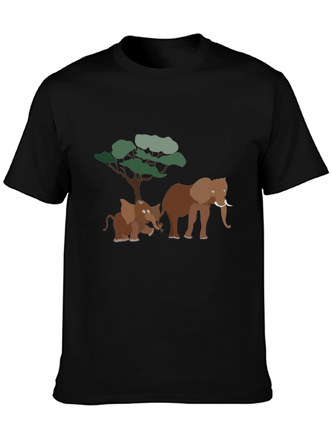 Elephant Family Graphic Tee - Soft Black Cotton T-Shirt