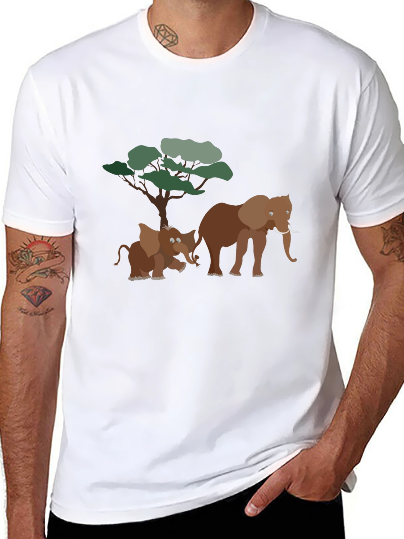 Elephant Family Graphic Tee - Soft Black Cotton T-Shirt