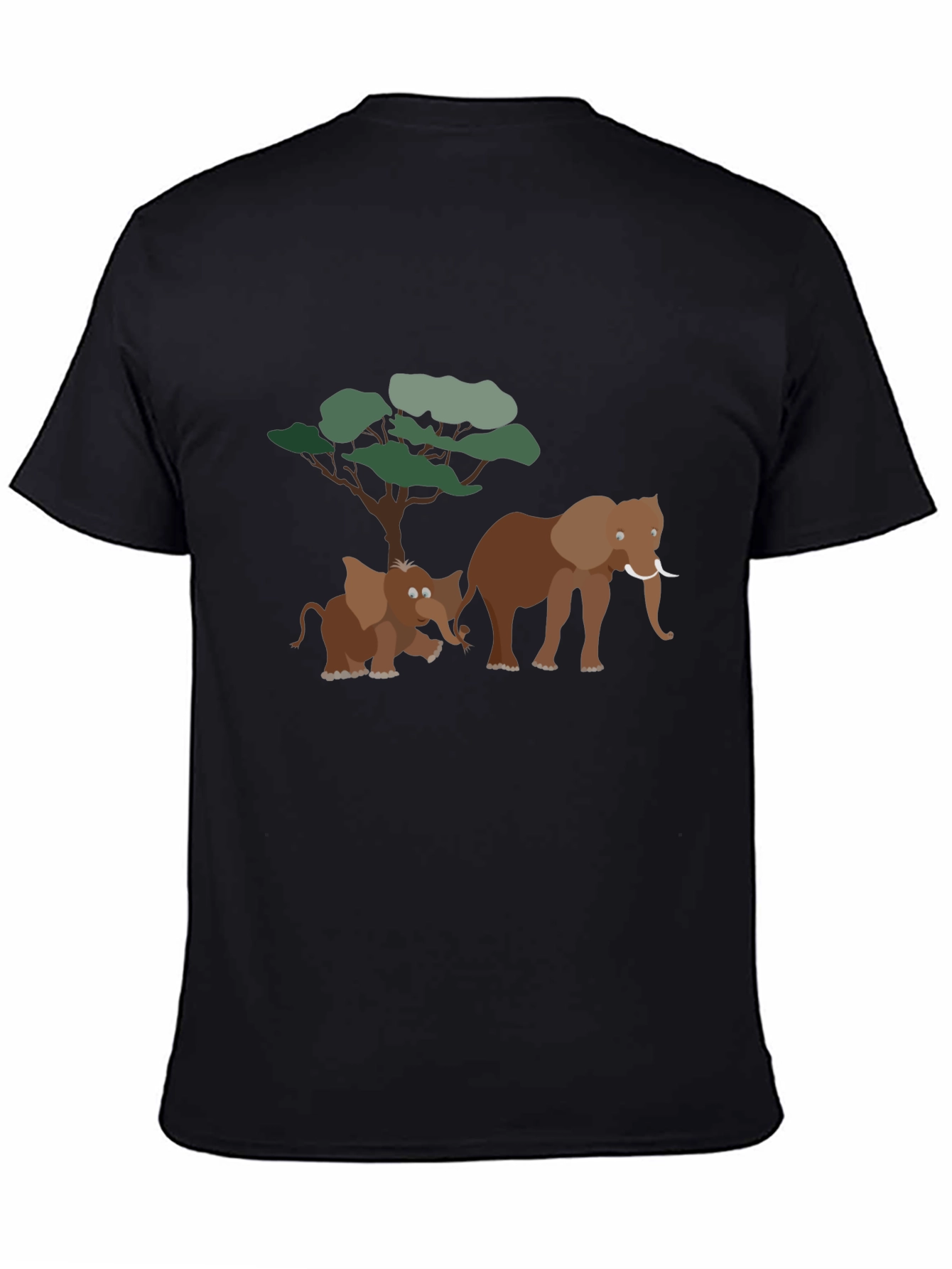 Elephant Family Graphic Tee - Soft Black Cotton T-Shirt
