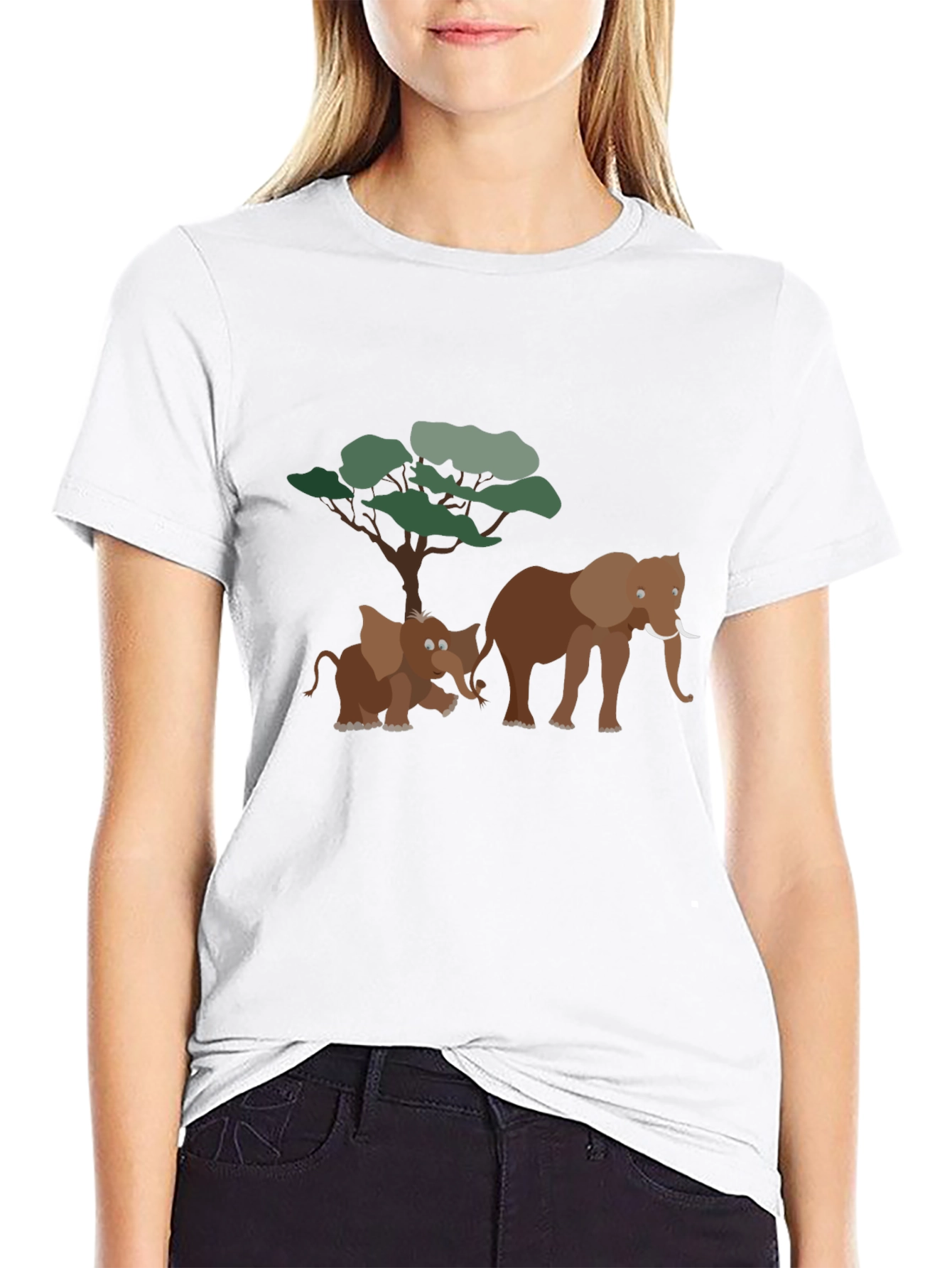 Elephant Family Graphic Tee - Soft Black Cotton T-Shirt