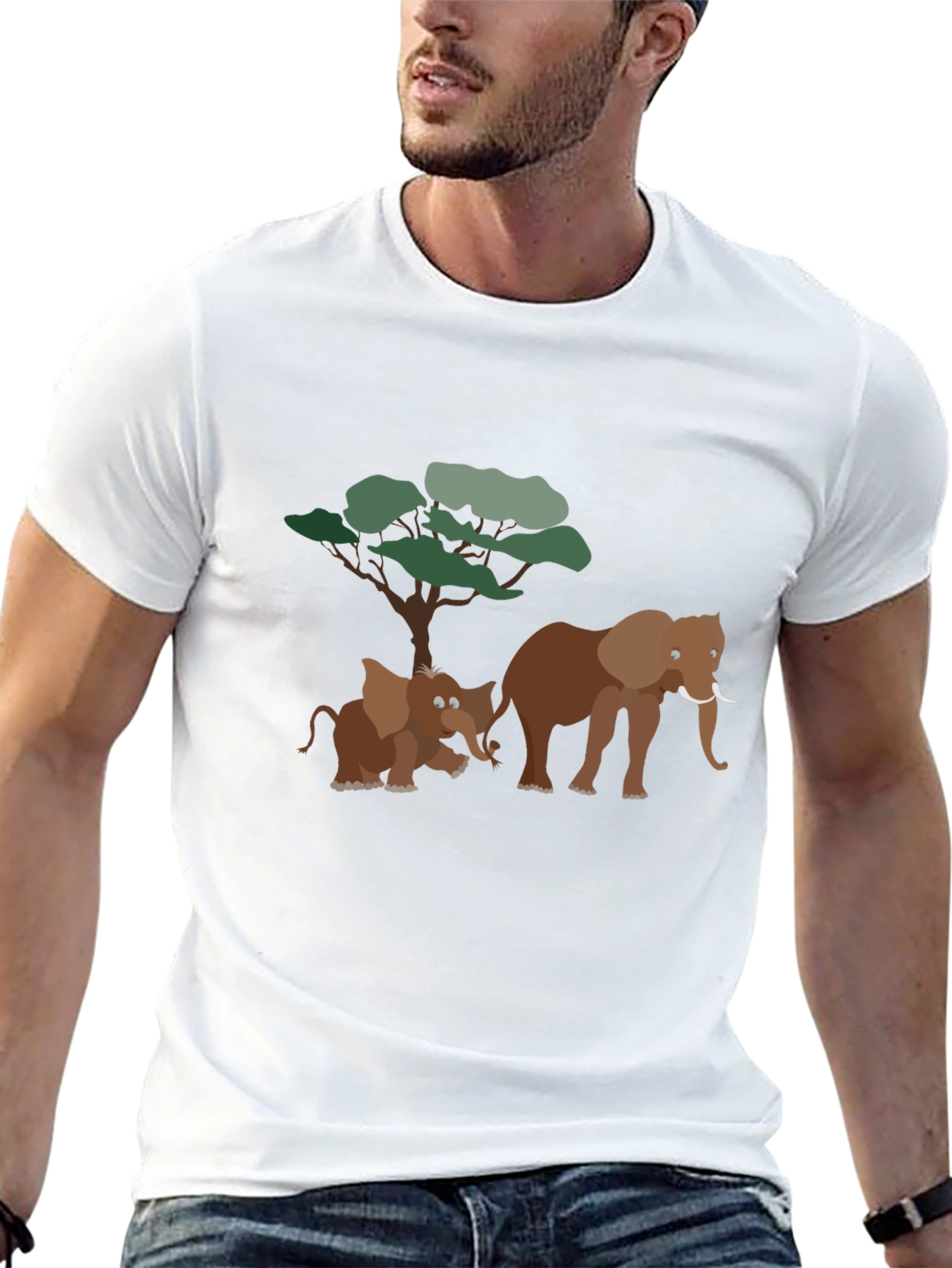 Elephant Family Graphic Tee - Soft Black Cotton T-Shirt