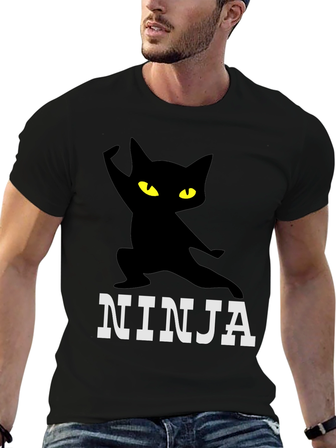 Ninja Cat Graphic Tee - Stealth & Style