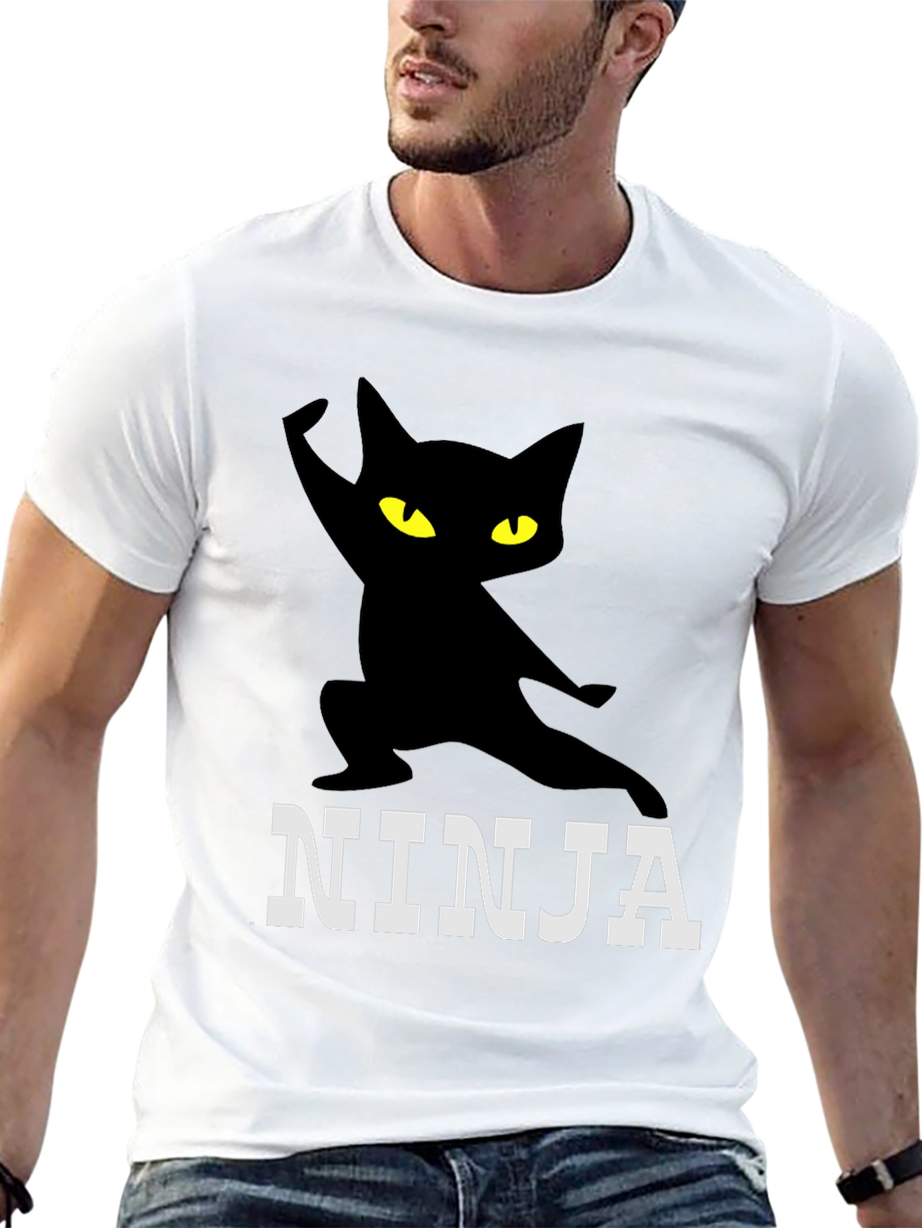 Ninja Cat Graphic Tee - Stealth & Style