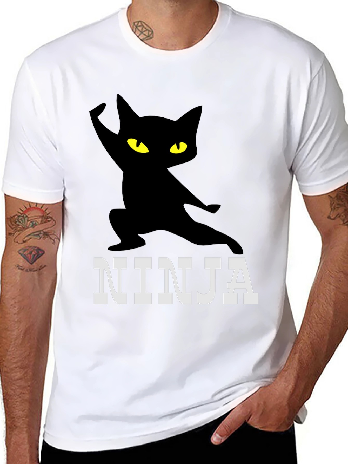 Ninja Cat Graphic Tee - Stealth & Style