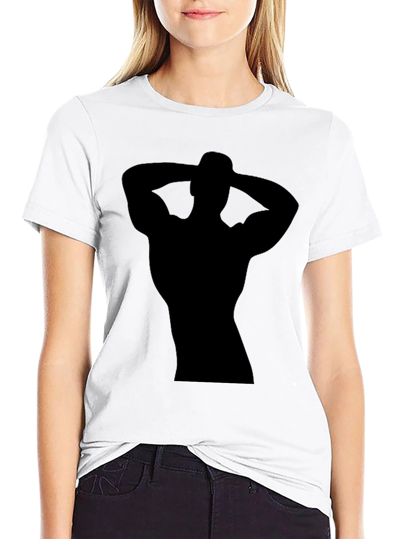 Mens Black T-Shirt with Muscled Silhouette Graphic