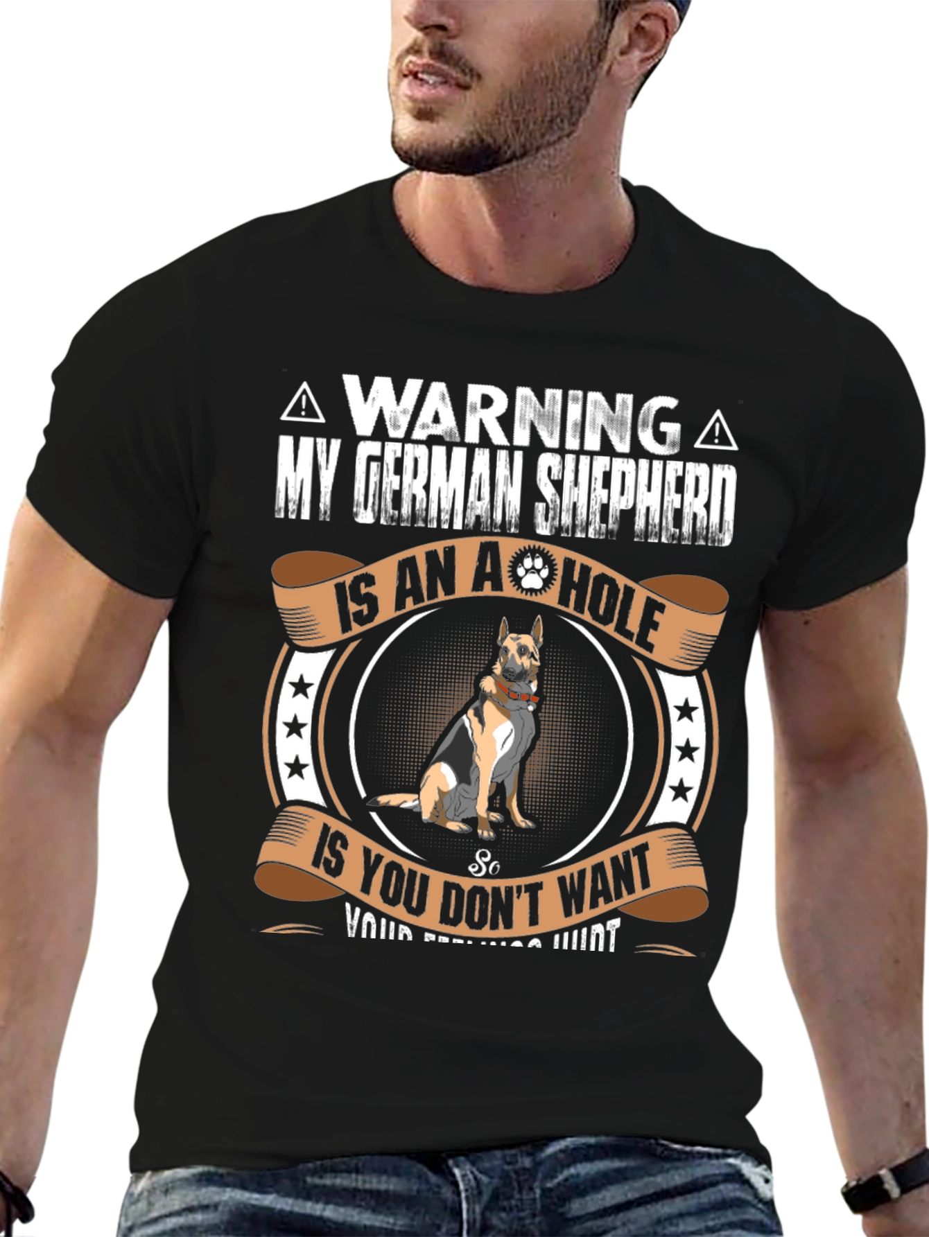 German Shepherd A-Hole Warning Graphic Tee