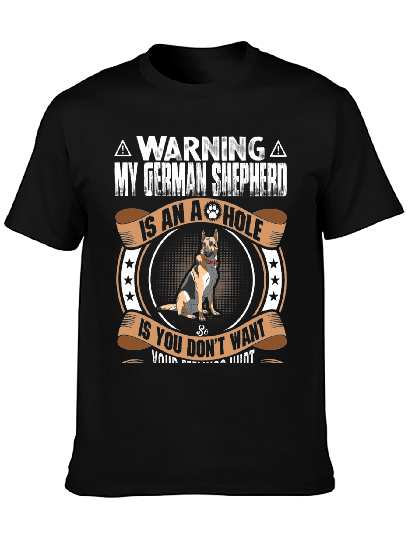 German Shepherd A-Hole Warning Graphic Tee