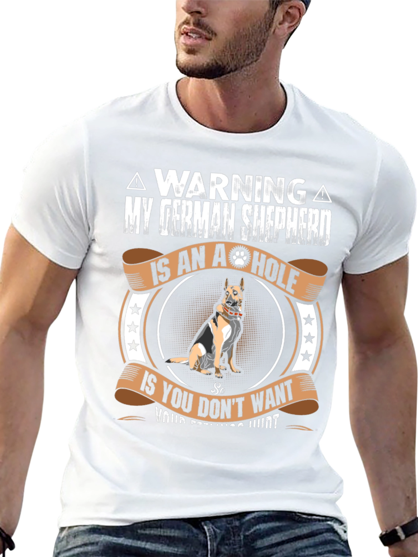 German Shepherd A-Hole Warning Graphic Tee