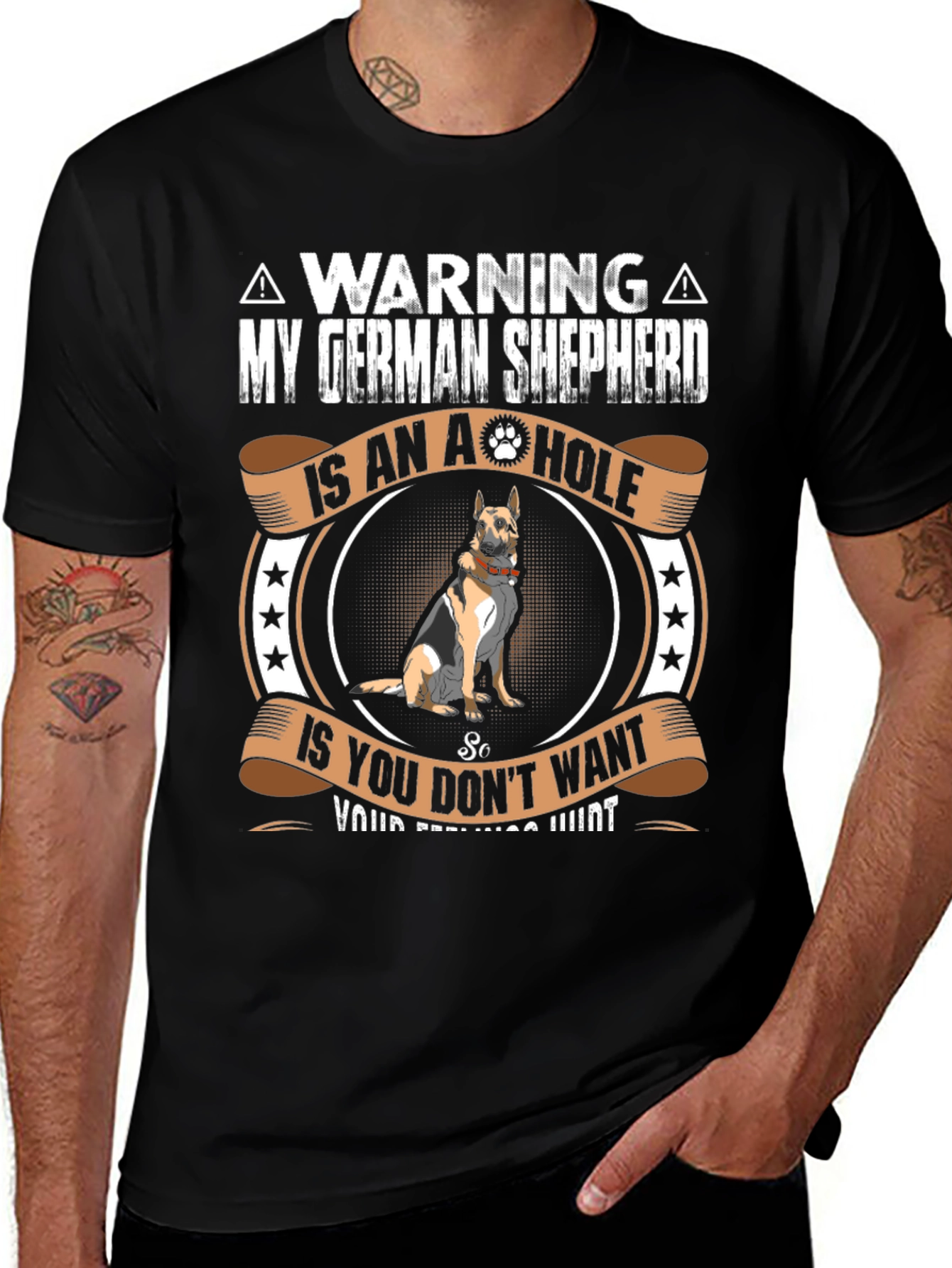German Shepherd A-Hole Warning Graphic Tee