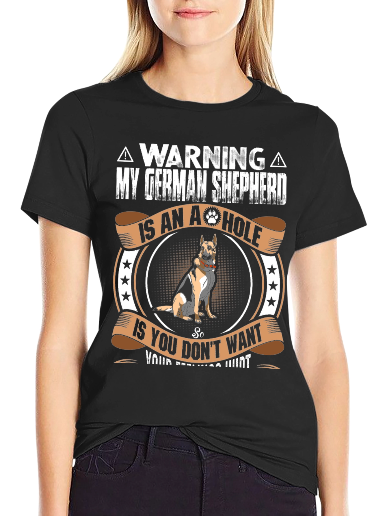 German Shepherd A-Hole Warning Graphic Tee