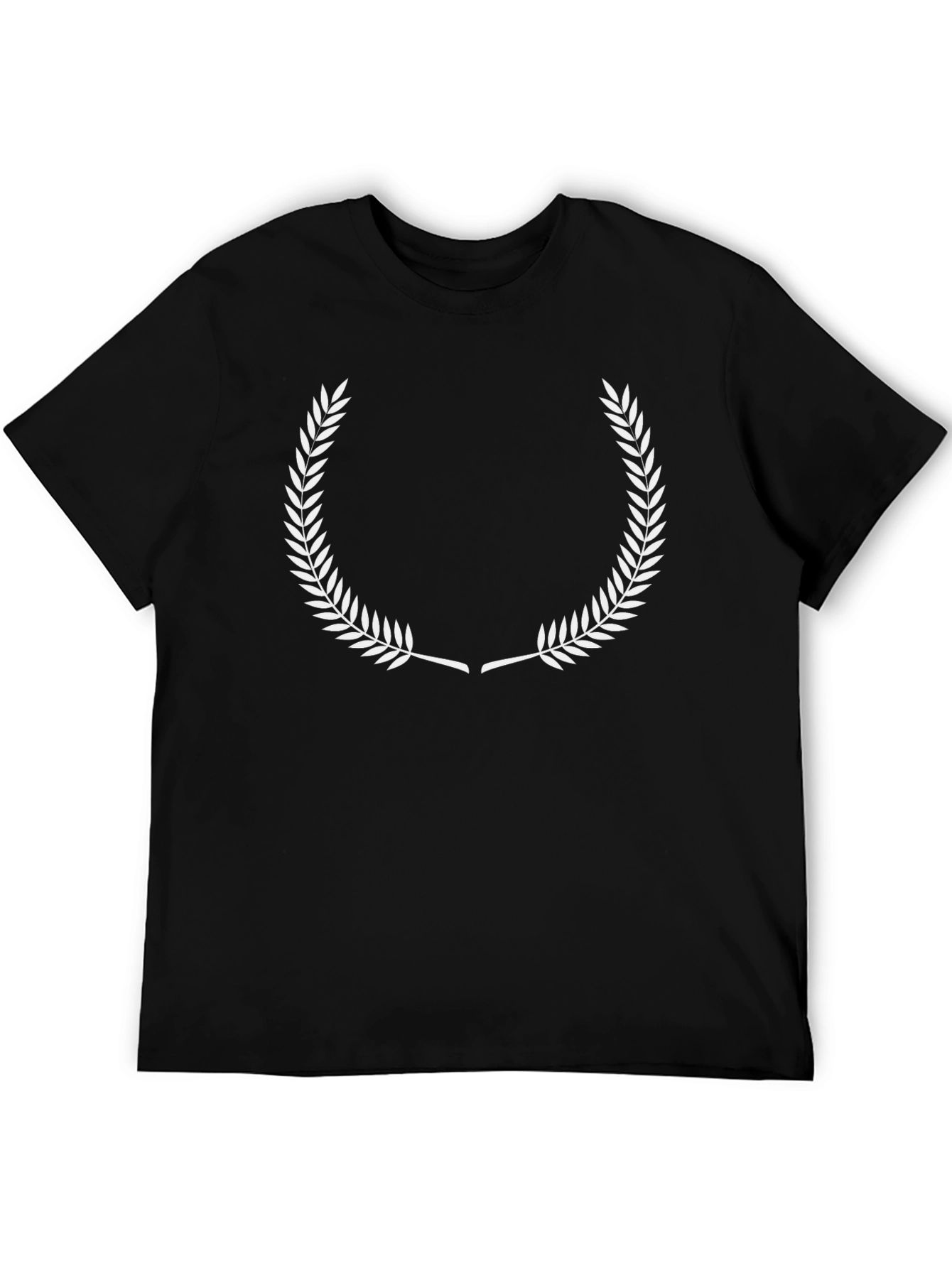 Mens Black T-Shirt with White Wreath Design