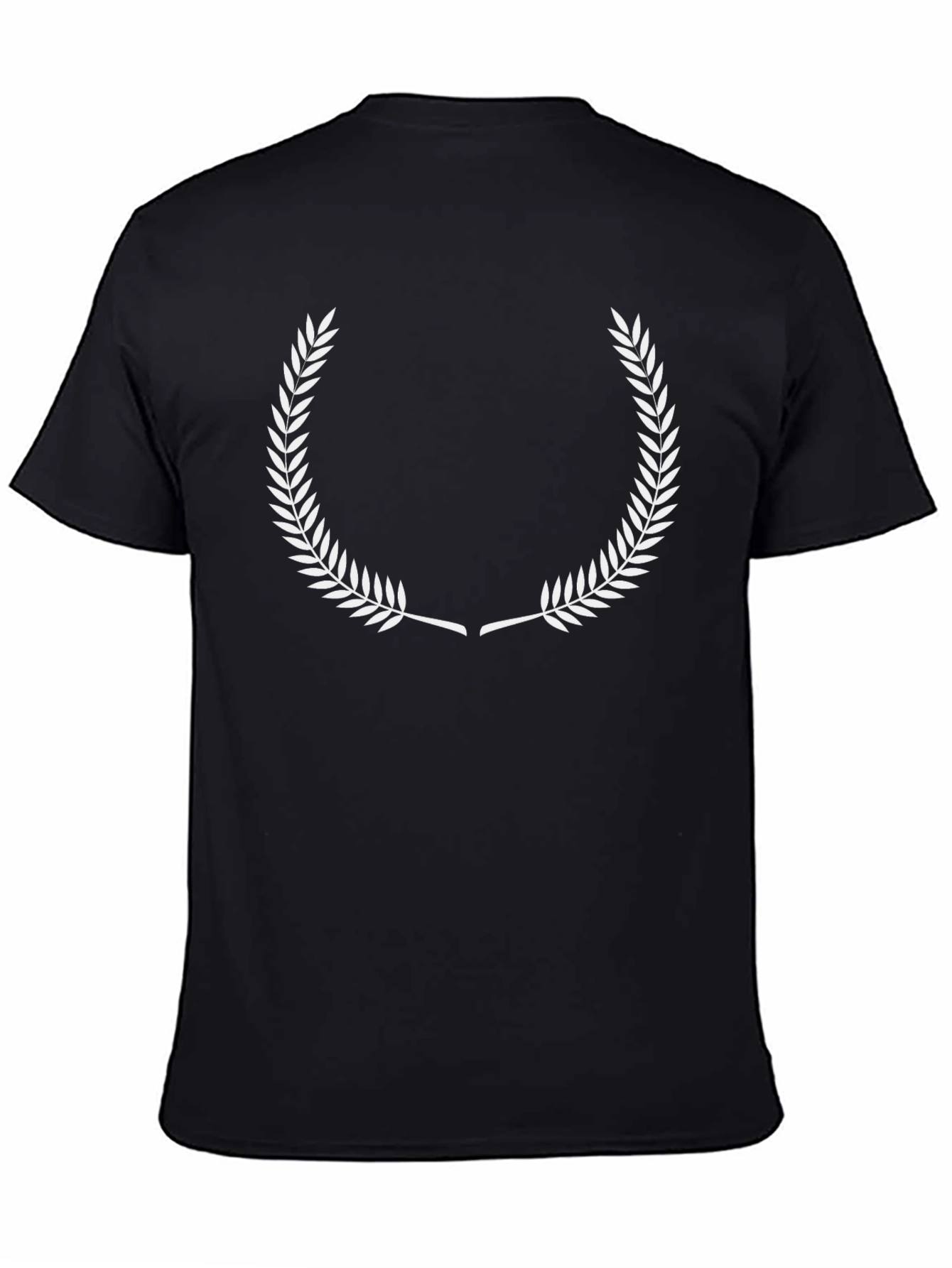 Mens Black T-Shirt with White Wreath Design