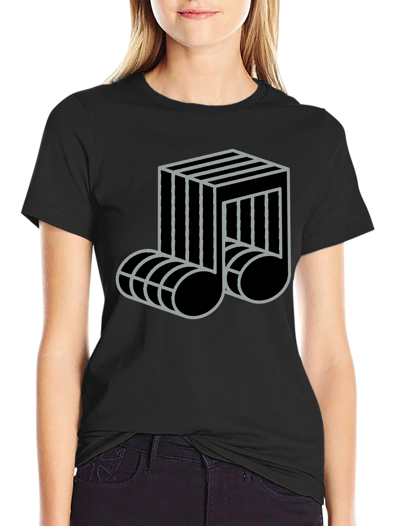 Geometric Music Note Graphic Tee - Modern Design