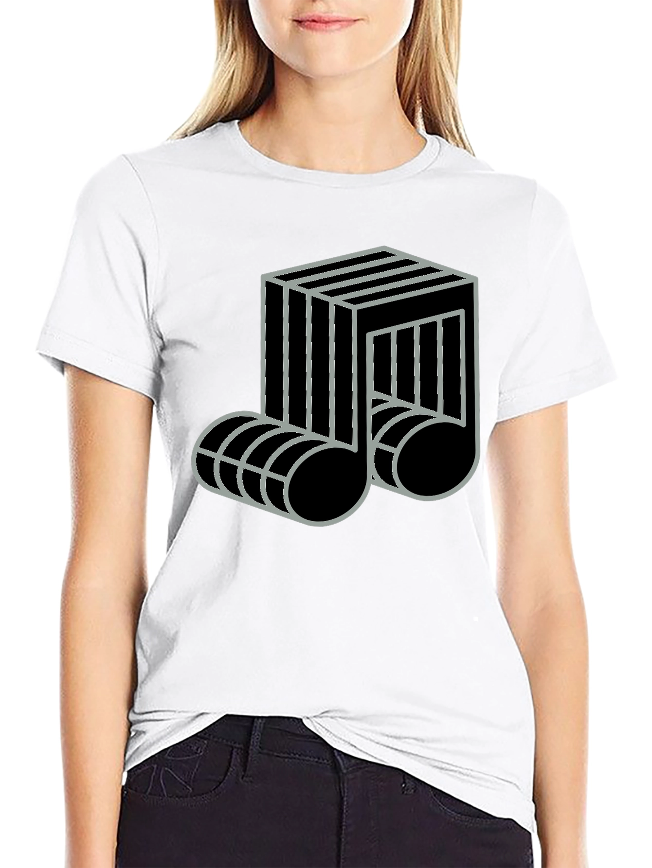 Geometric Music Note Graphic Tee - Modern Design
