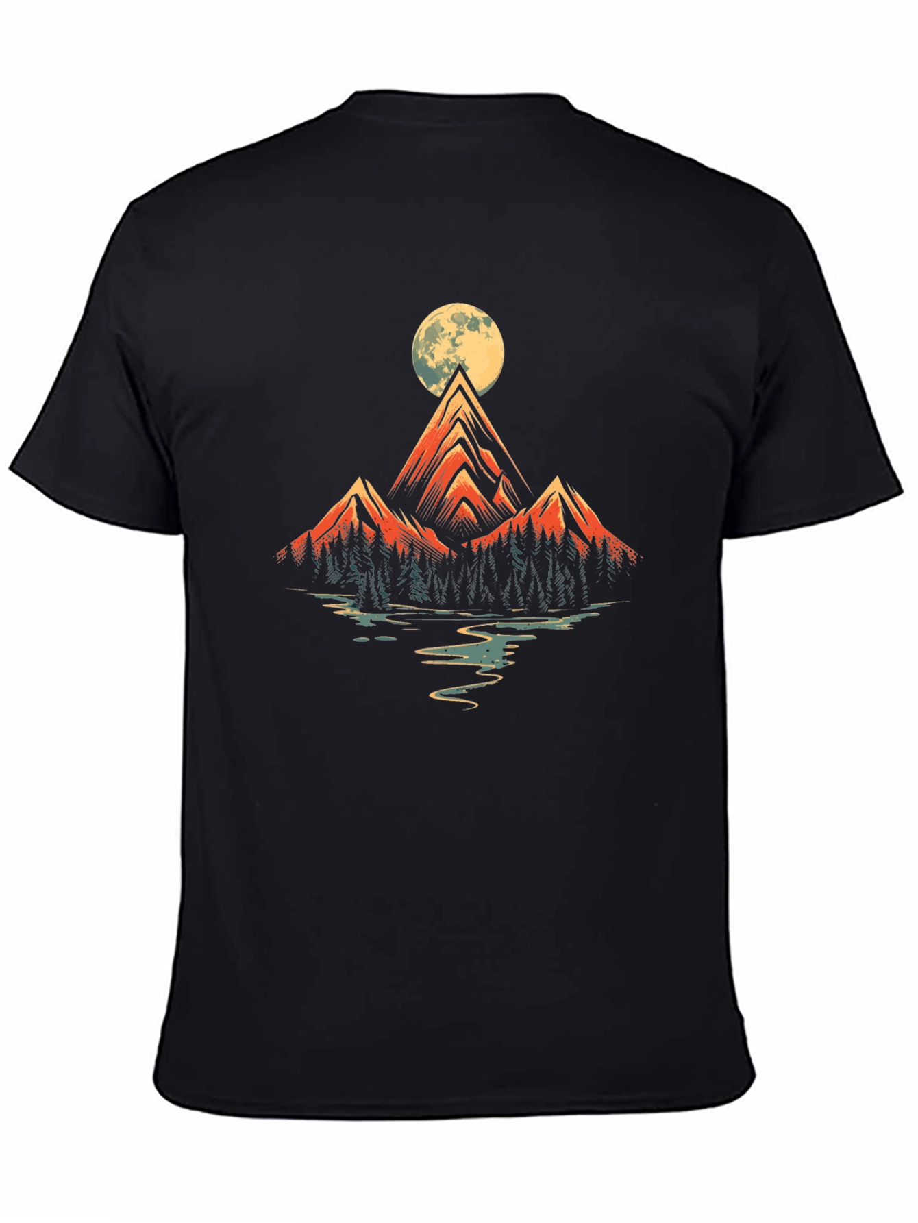 Mountain Moon Graphic Tee - Black Cotton Blend