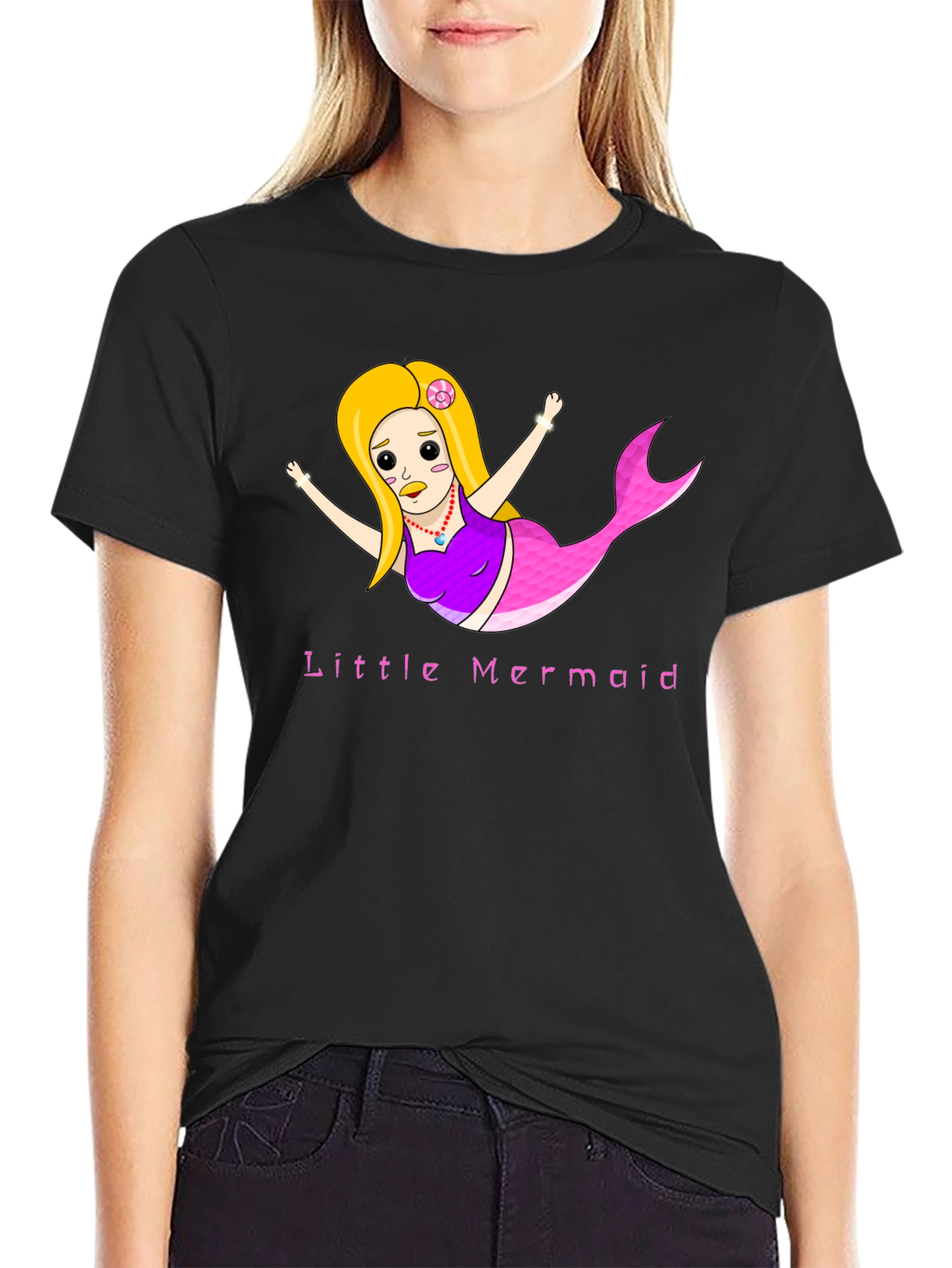 Little Mermaid Graphic Tee - Black