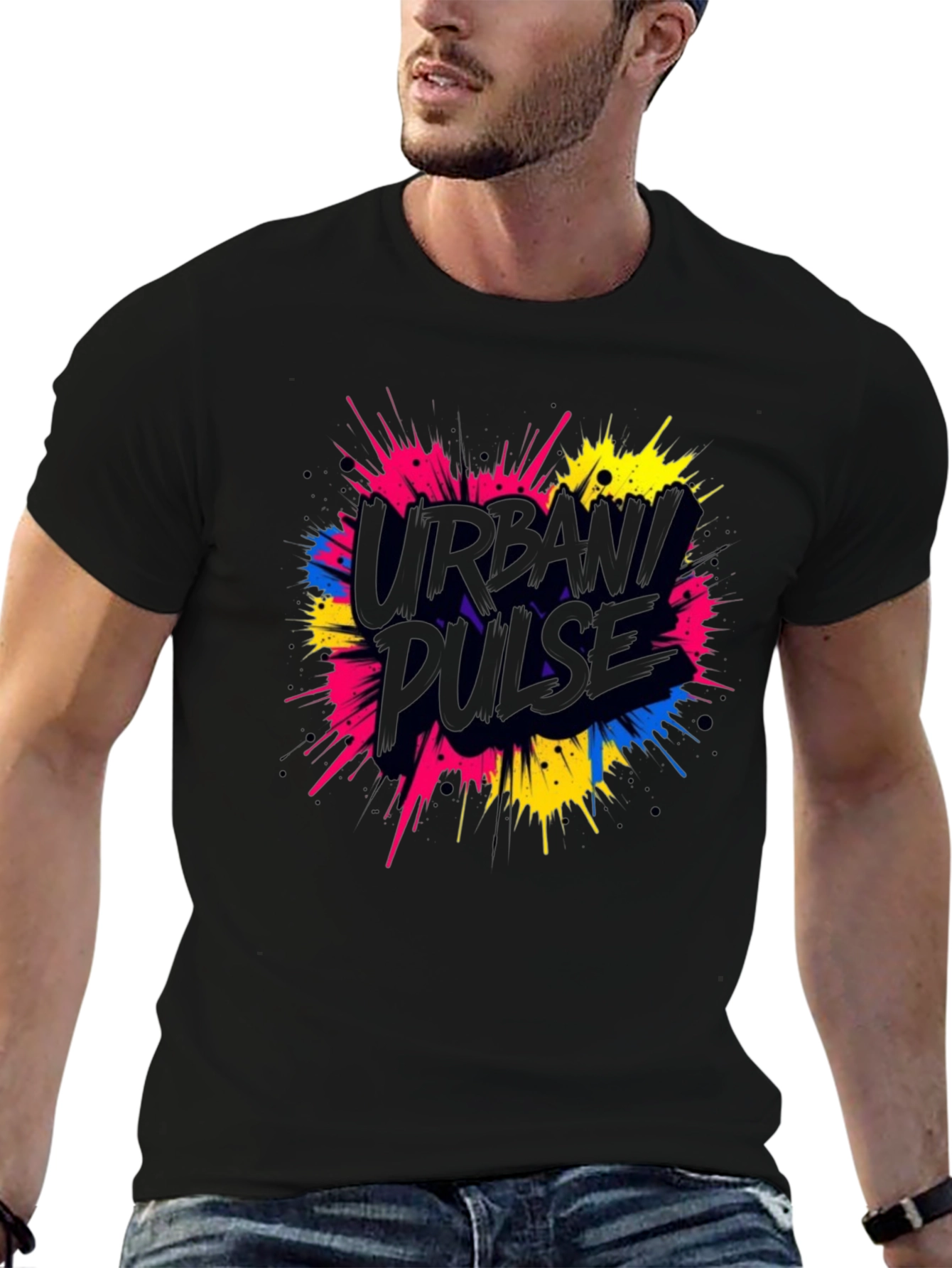 Urban Pulse Graphic Tee - Trendy Black T-Shirt