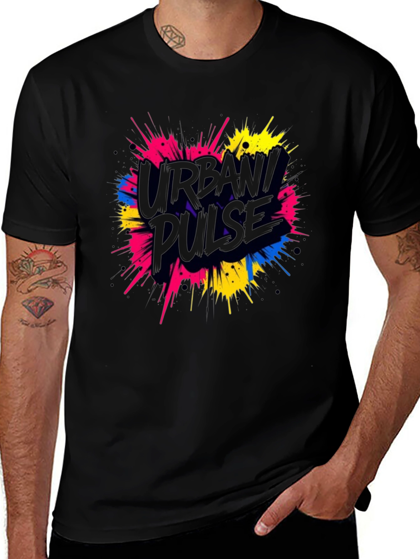 Urban Pulse Graphic Tee - Trendy Black T-Shirt