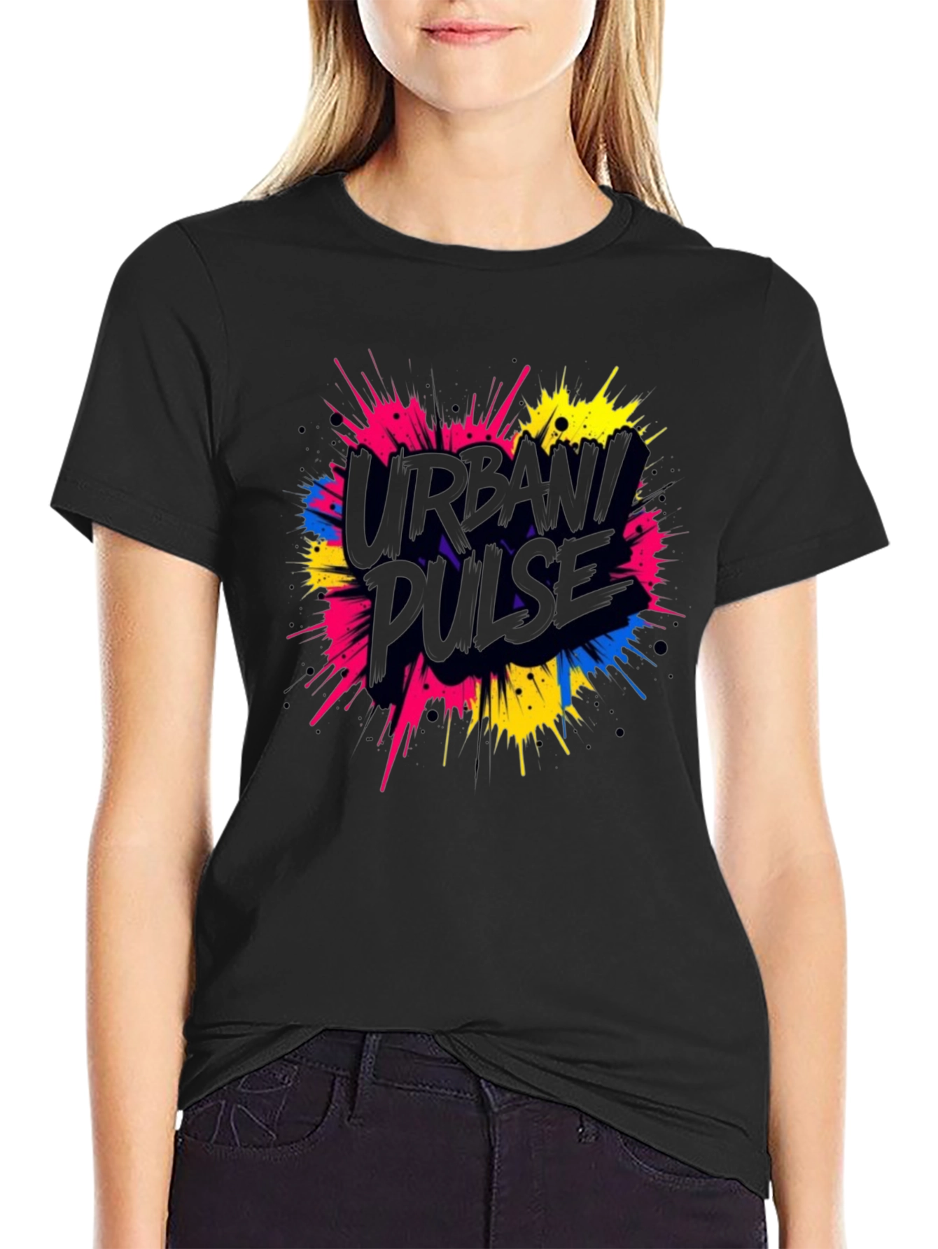 Urban Pulse Graphic Tee - Trendy Black T-Shirt