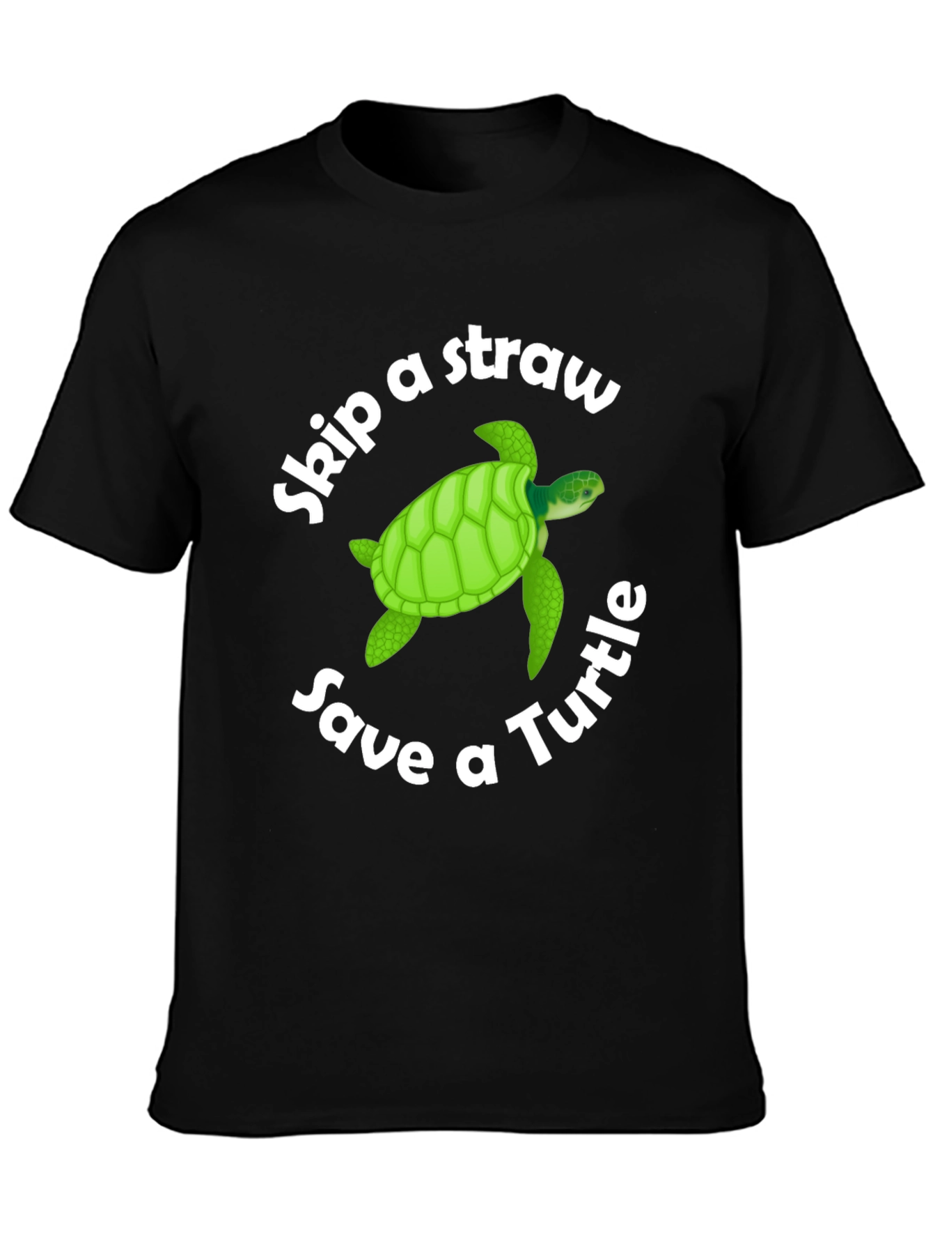 Skip a Straw Save a Turtle Black T-Shirt
