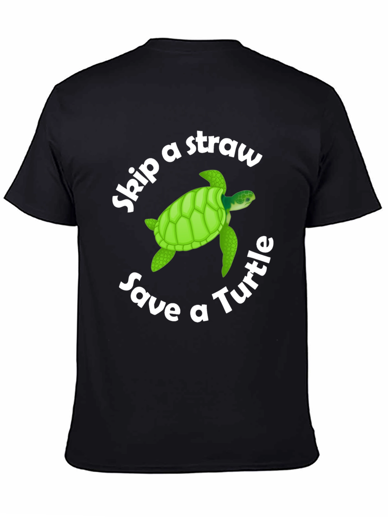 Skip a Straw Save a Turtle Black T-Shirt