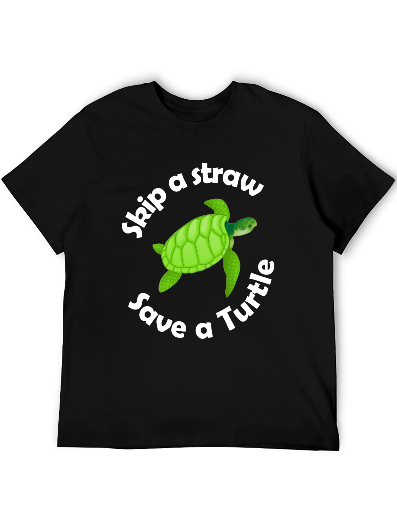 Skip a Straw Save a Turtle Black T-Shirt