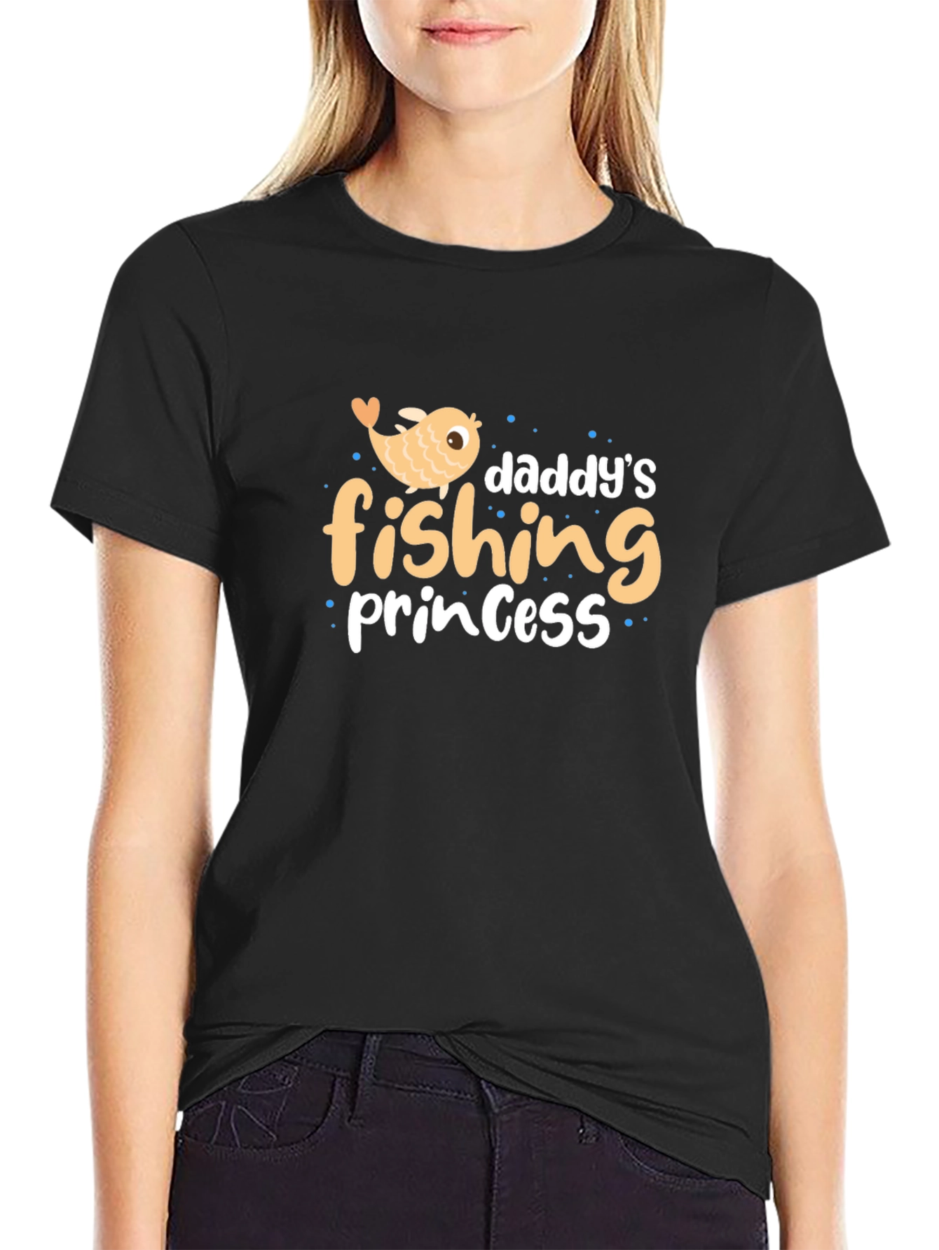 Daddys Fishing Princess Black T-Shirt