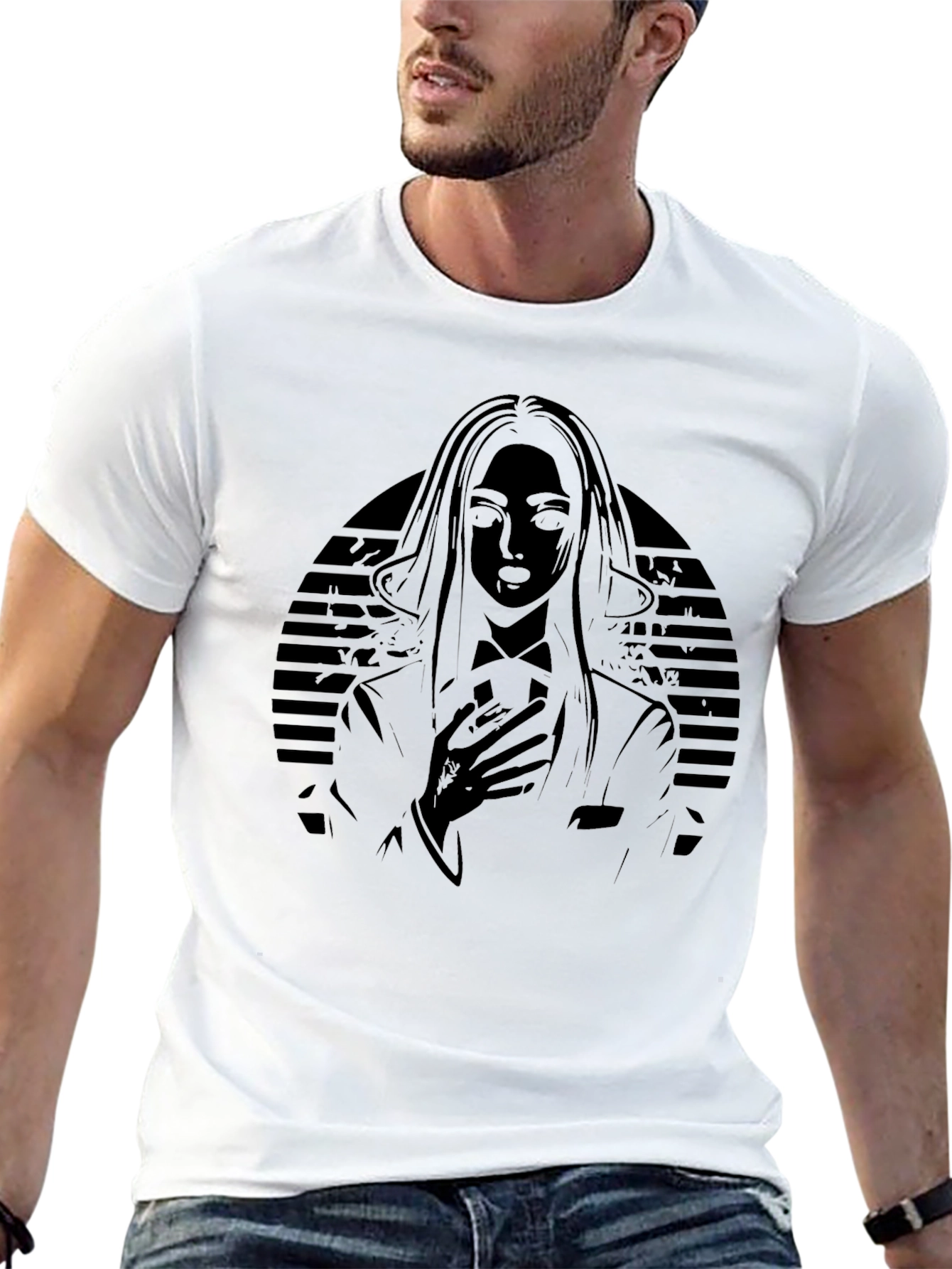 Striking Silhouette Graphic Black T-Shirt