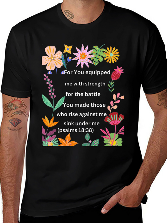 Floral Psalms Verse Black T-Shirt