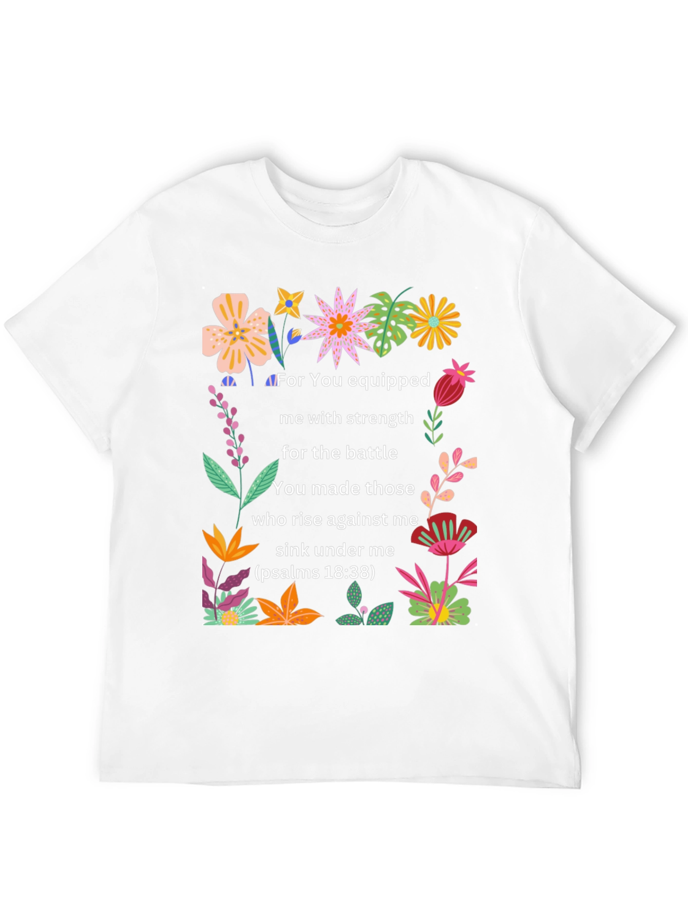Floral Psalms Verse Black T-Shirt