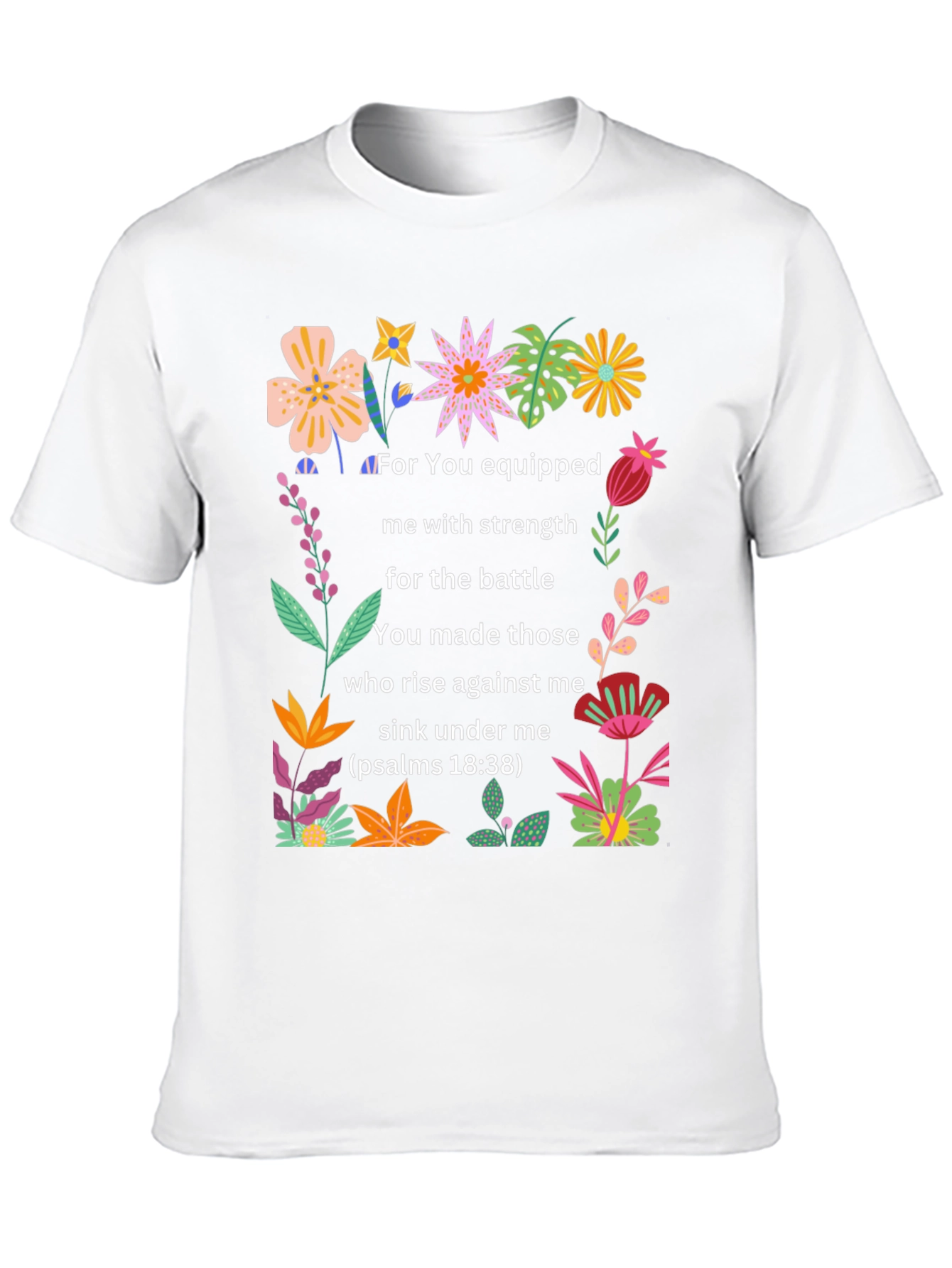 Floral Psalms Verse Black T-Shirt