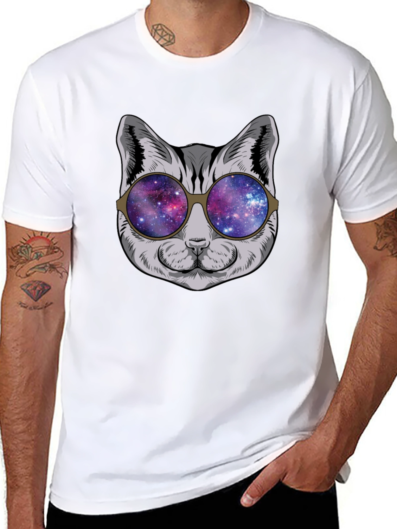 Cool Cat Galaxy Sunglasses Graphic Tee