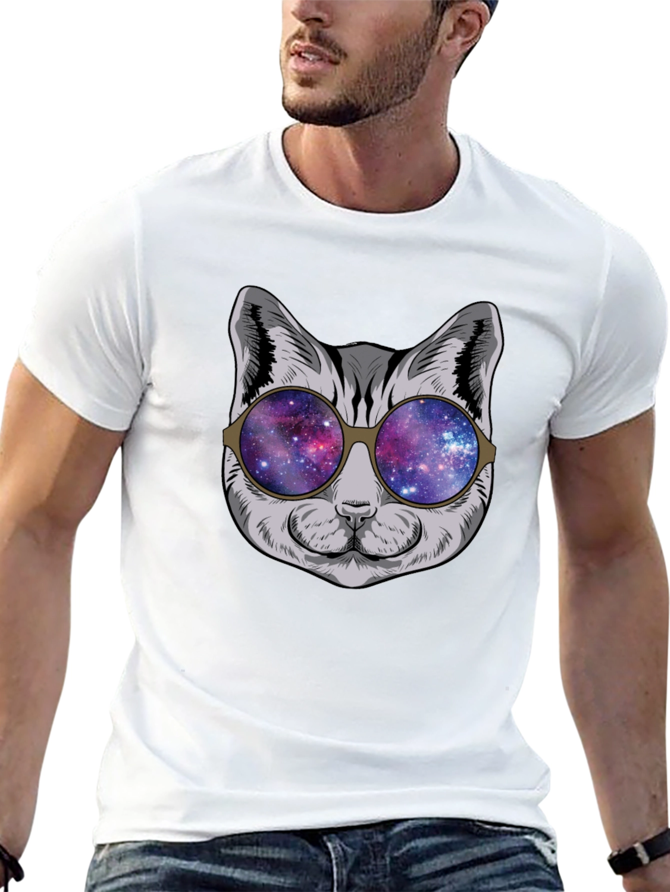 Cool Cat Galaxy Sunglasses Graphic Tee