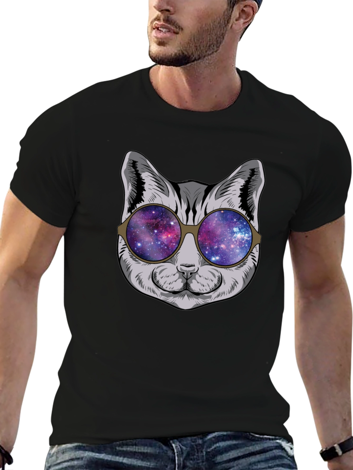 Cool Cat Galaxy Sunglasses Graphic Tee