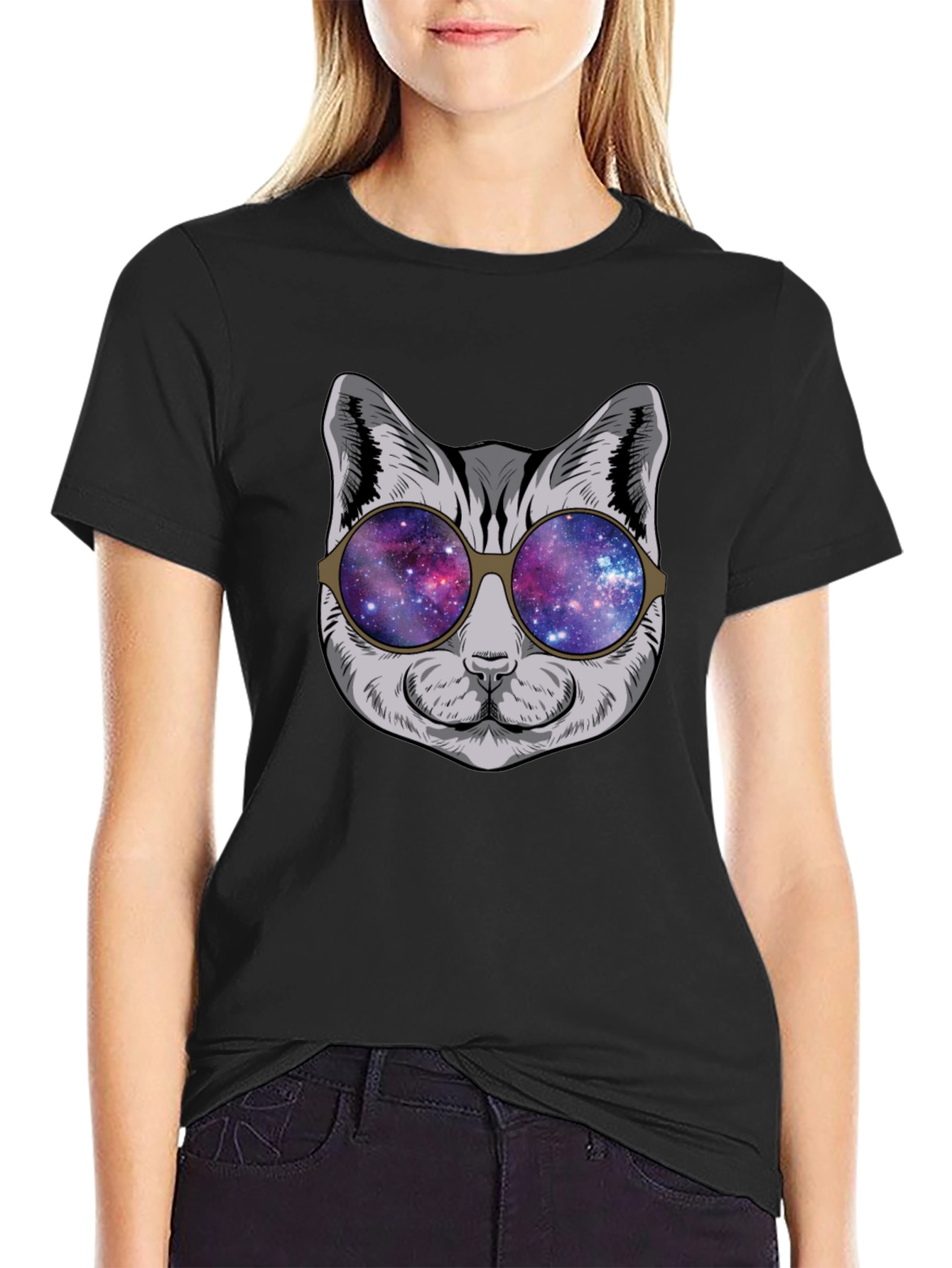Cool Cat Galaxy Sunglasses Graphic Tee