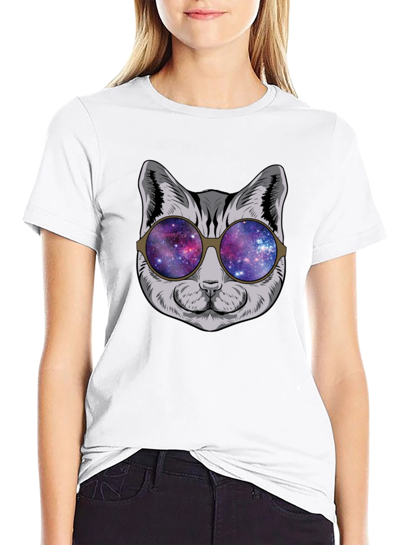 Cool Cat Galaxy Sunglasses Graphic Tee