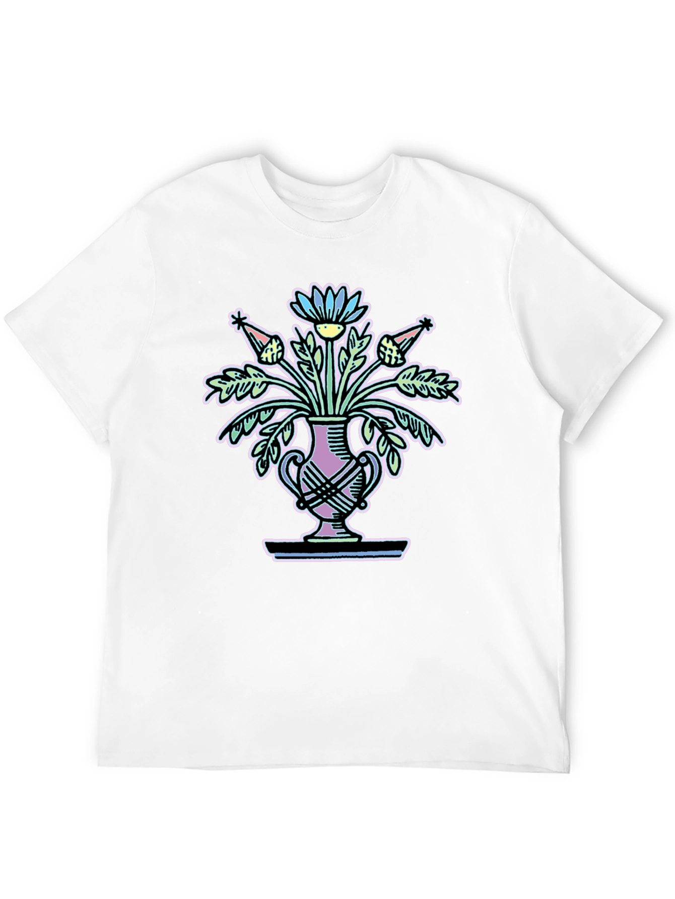 Floral Vase Graphic Tee - Black Unisex T-Shirt
