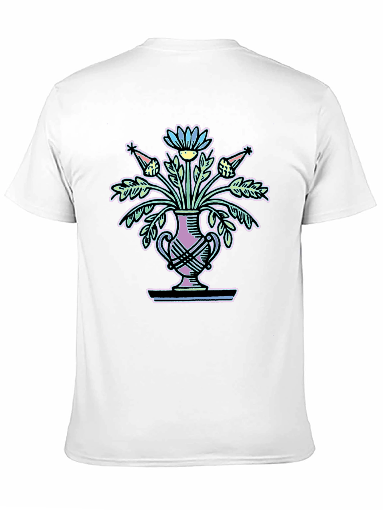 Floral Vase Graphic Tee - Black Unisex T-Shirt