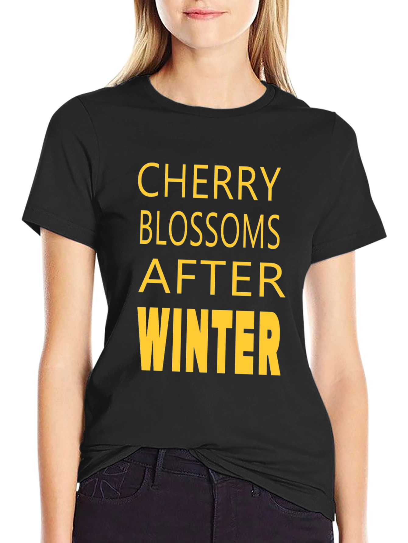 Cherry Blossoms After Winter Black T-Shirt