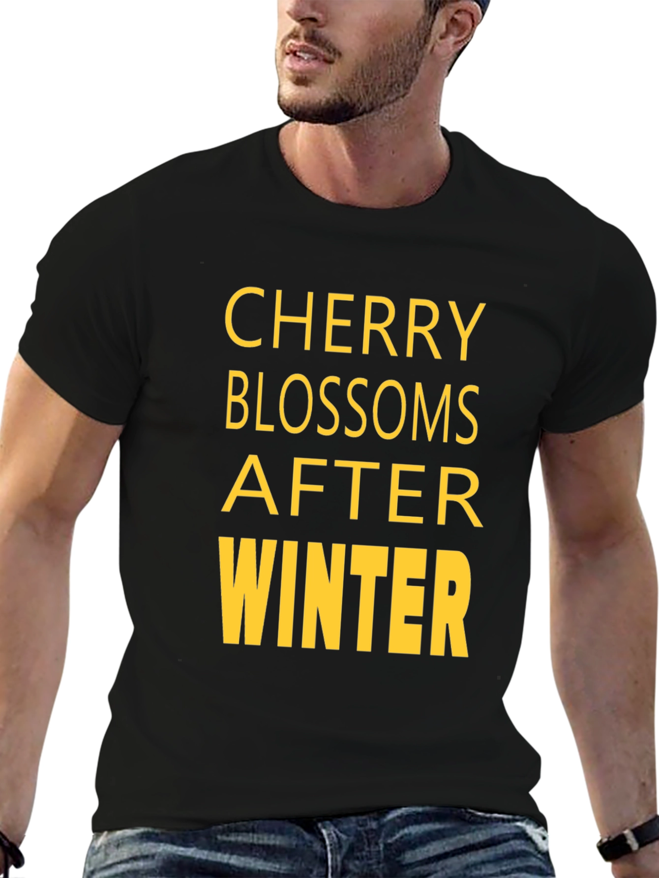 Cherry Blossoms After Winter Black T-Shirt