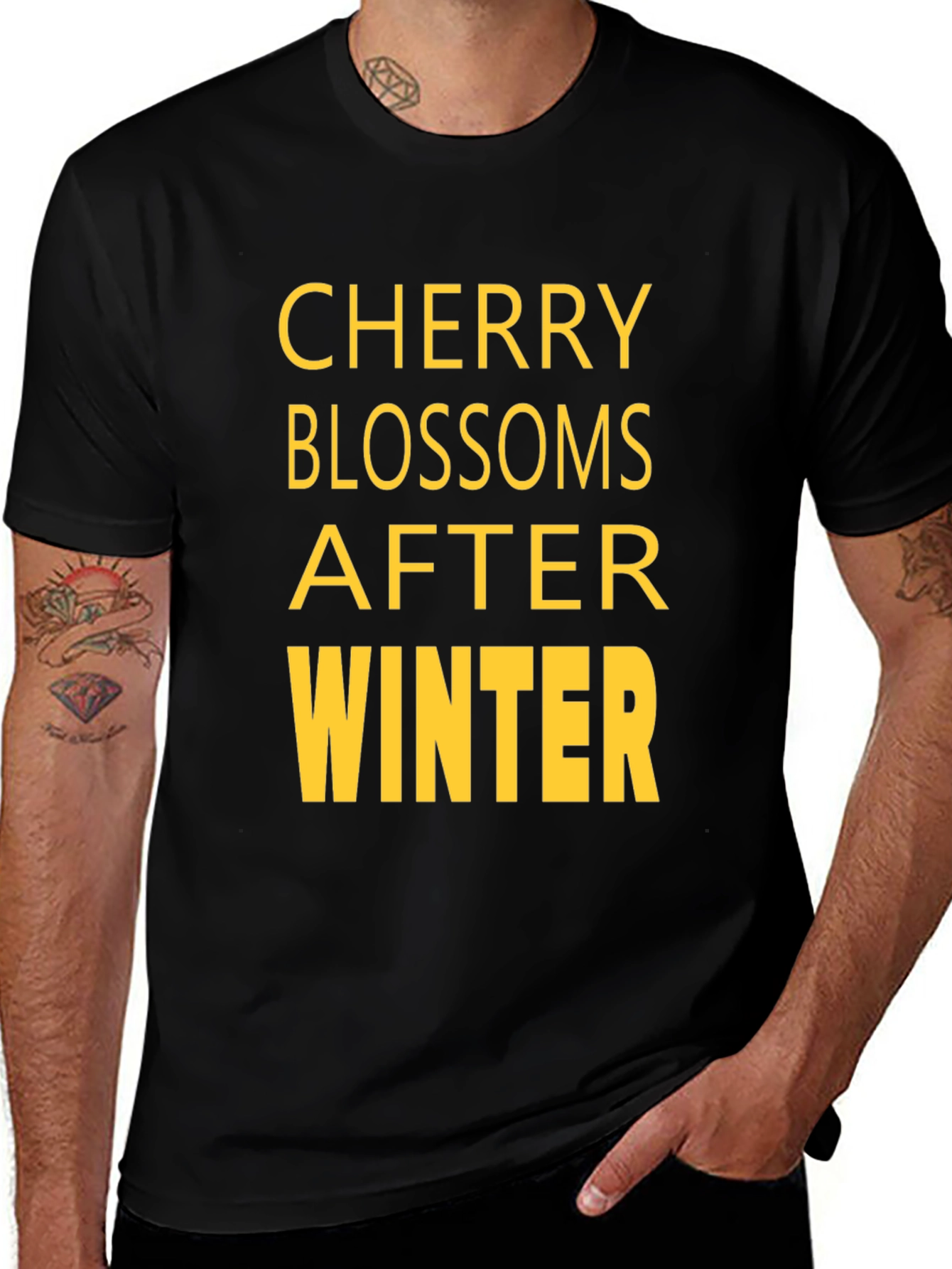 Cherry Blossoms After Winter Black T-Shirt