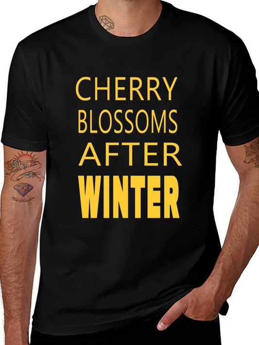 Cherry Blossoms After Winter Black T-Shirt