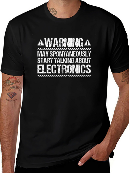 Electronics Warning Graphic Tee - Funny Geek T-Shirt