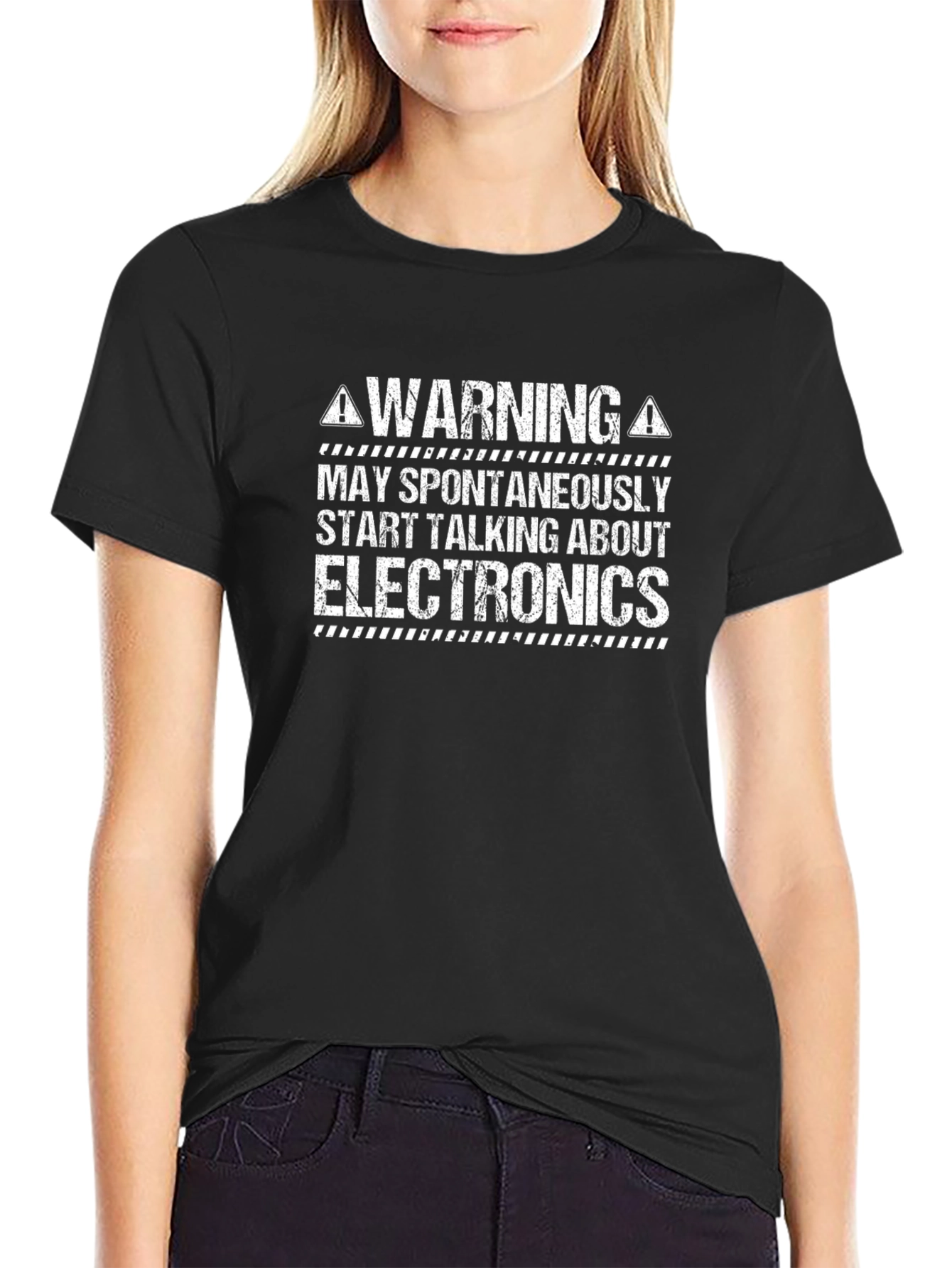 Electronics Warning Graphic Tee - Funny Geek T-Shirt