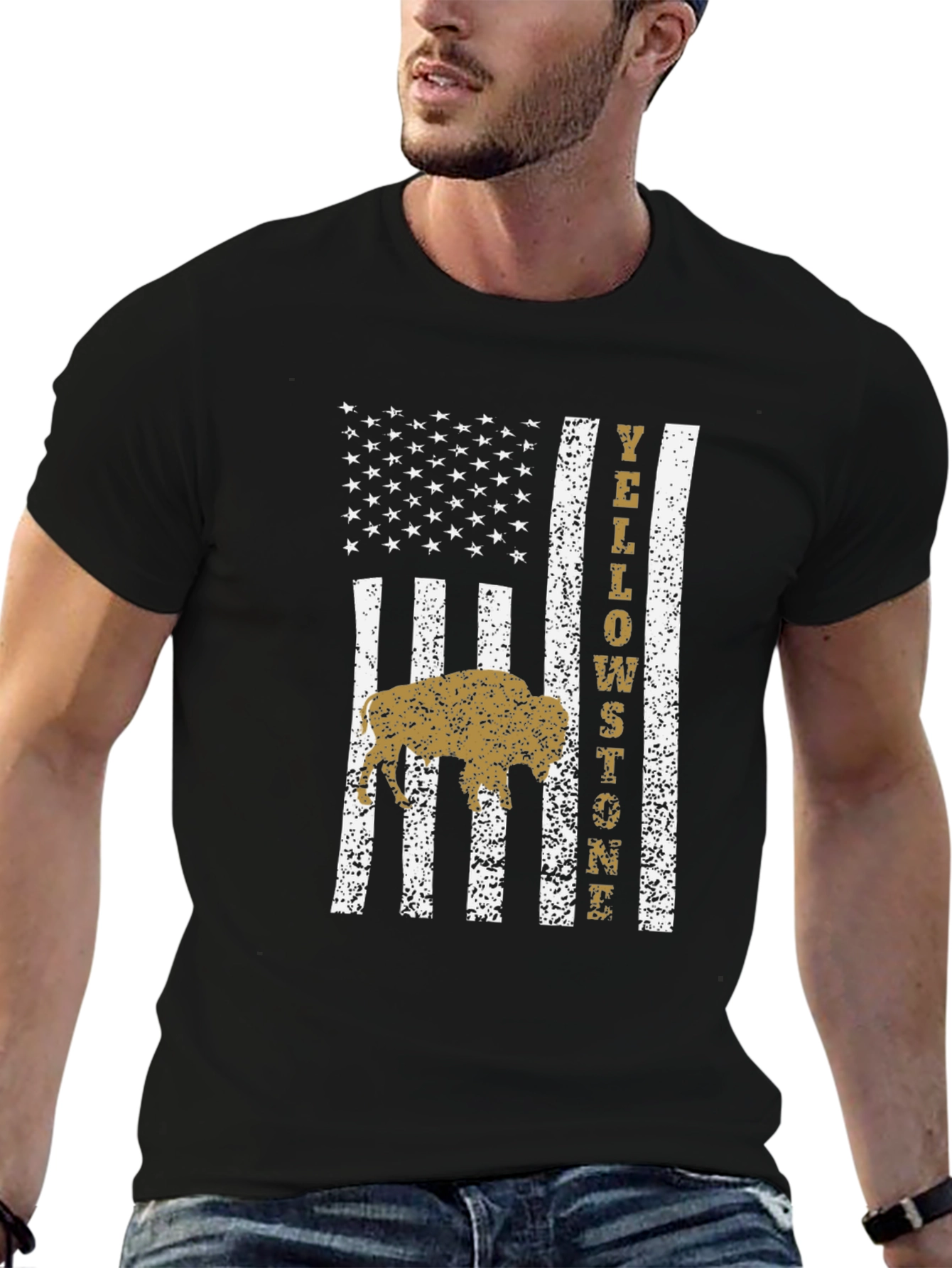 Yellowstone Buffalo American Flag T-Shirt