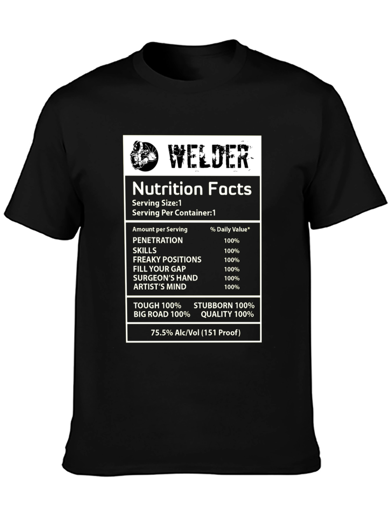 Welder Nutrition Facts Black T-Shirt