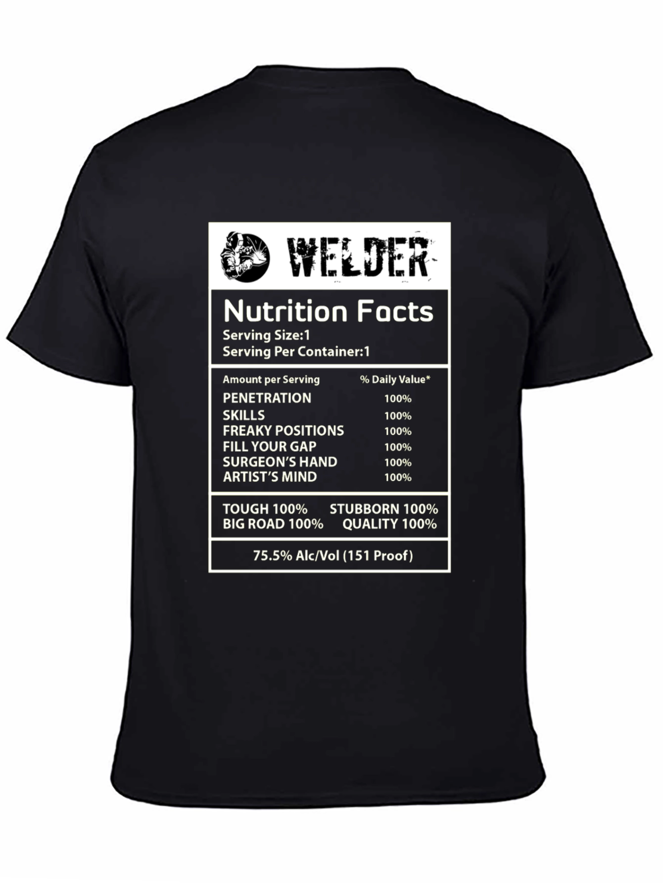 Welder Nutrition Facts Black T-Shirt